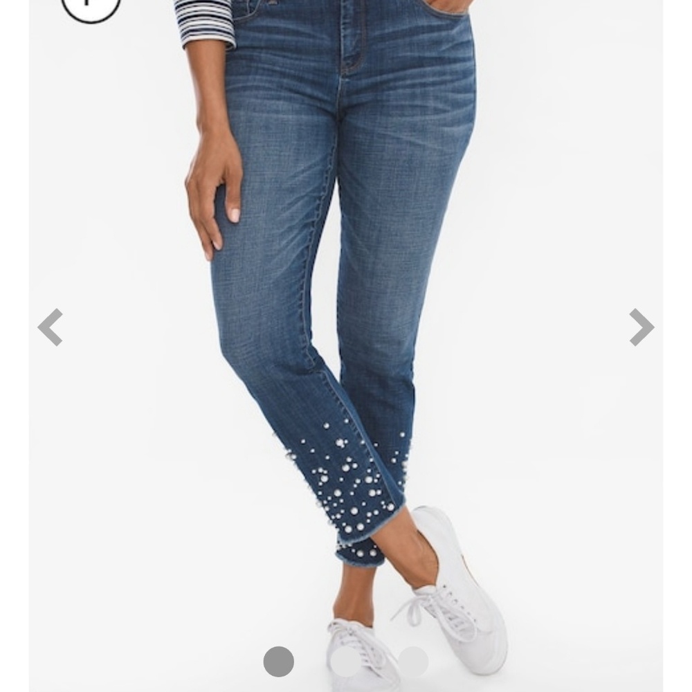 Chicos .5P Faux-Pearl Embroidered Jeans
